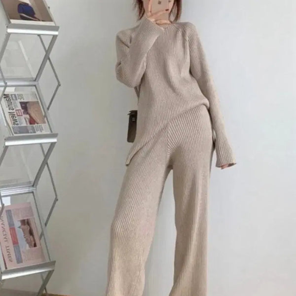 [BUNJANG] Ribbed Knit Loungewear Set / 골지니트 바지 세트