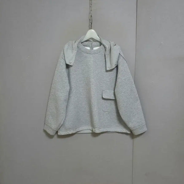 [BUNJANG] Removable Hood Grey Sweatshirt / 모자탈부착되는 그레이 맨투맨 FF   n1050