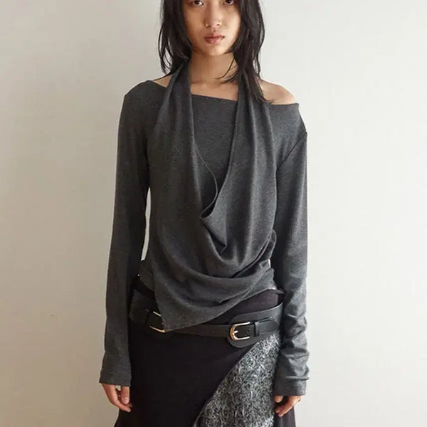 [BUNJANG] Cerric Layered Halter Top - Charcoal / 세릭 Layered Halter Top_Charcoal