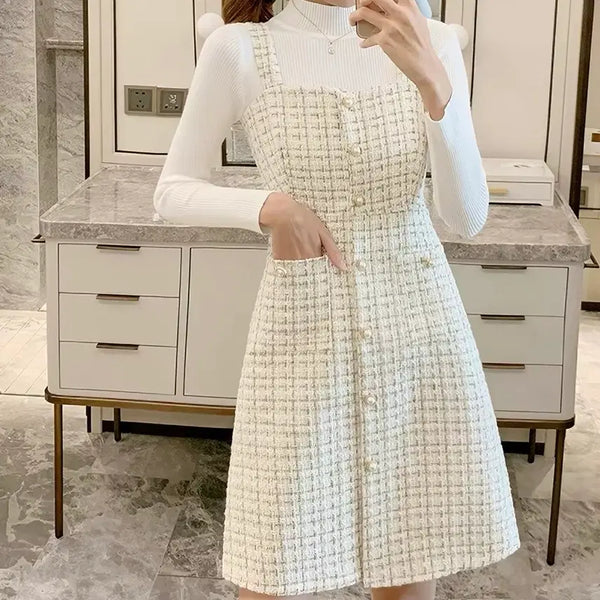 [BUNJANG] Tweed Bustier Midi Dress / 트위드 원피스 뷔스티에 원피스