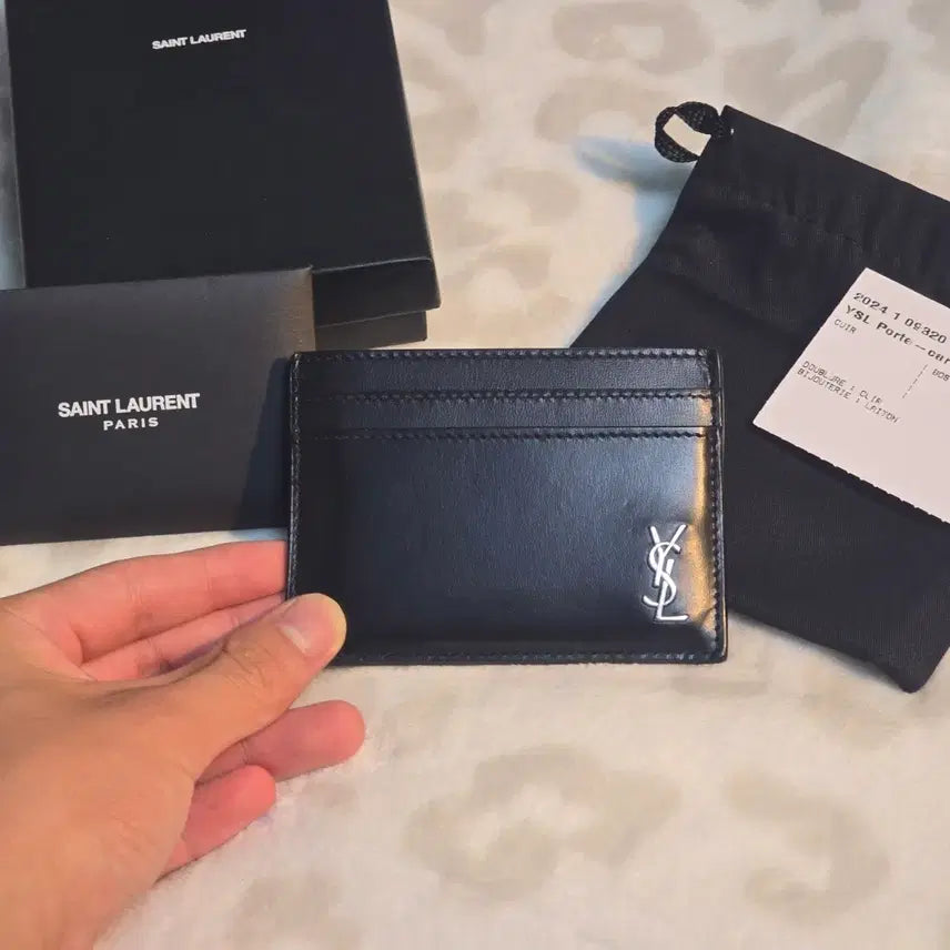 [BUNJANG] Saint Laurent Tiny Monogram Card Holder Black Silver Hardware / [+A급] 생로랑 타이니 모노그램 카드지갑 블랙 은장