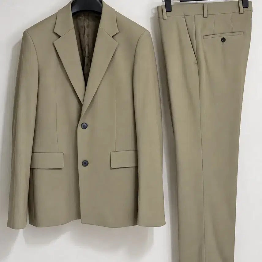 [BUNJANG] Solid Homme Khaki Beige Wool Suit Set / 솔리드옴므(SOLID HOMME) 카키베이지 수트 셋업