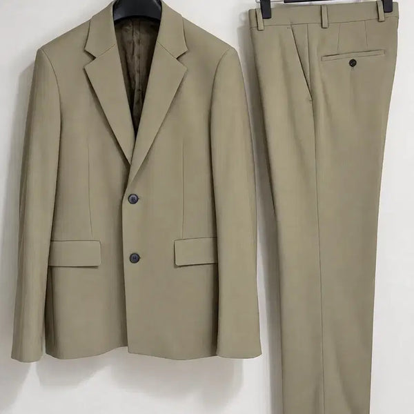 [BUNJANG] Solid Homme Khaki Beige Wool Suit Set / 솔리드옴므(SOLID HOMME) 카키베이지 수트 셋업