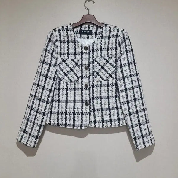 [BUNJANG] Karra Tweed Jacket Black White / karra 트위드 자켓 블랙 화이트