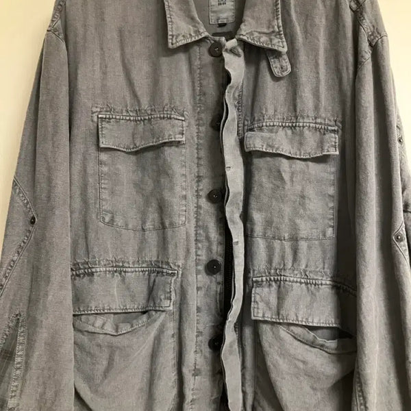 [BUNJANG] Polilu Linen Field Jacket Blue 25FW / 폴리테루 린넨 필드 자켓 블루 25fw (3)