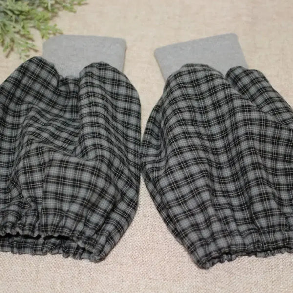 [BUNJANG] Handmade Checked Ribbed Arm Warmers / 핸드메이드 체크 시보리 팔토시
