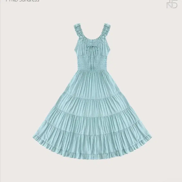 [BUNJANG] FTND Shirring Long Dress Mint / 팩더널드 썬드레스 FTND 셔링 롱 원피스 민트