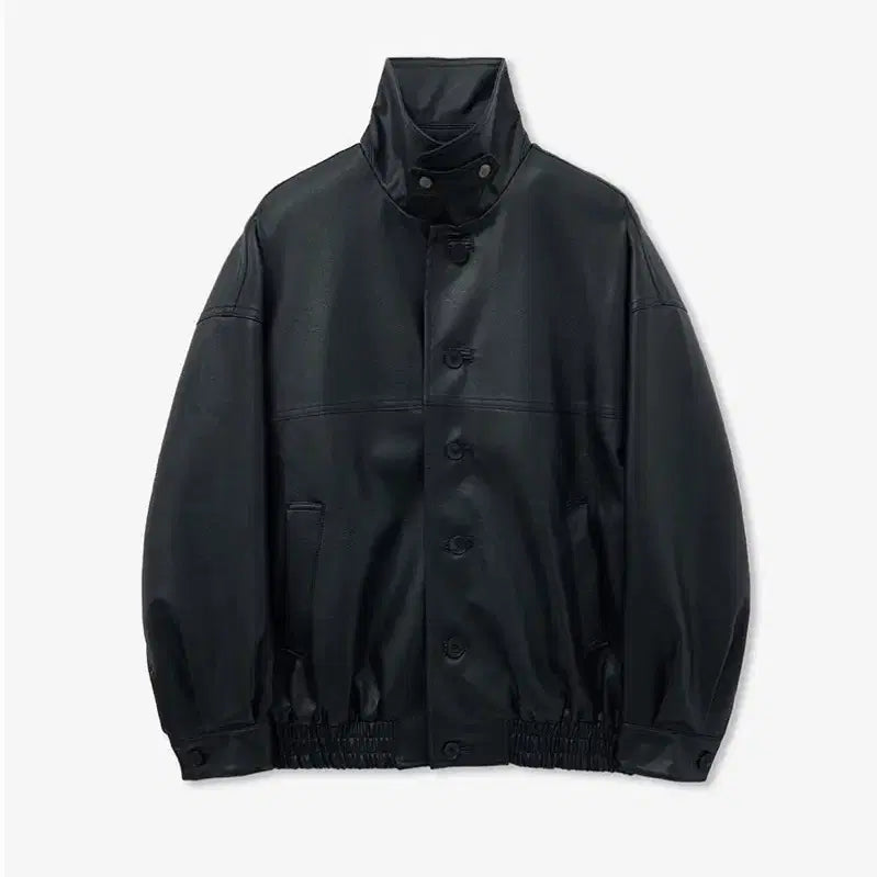 [BUNJANG] Two-Way Vegan Leather Jacket / 투웨이 비건 레더 자켓