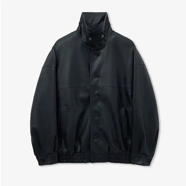[BUNJANG] Two-Way Vegan Leather Jacket / 투웨이 비건 레더 자켓