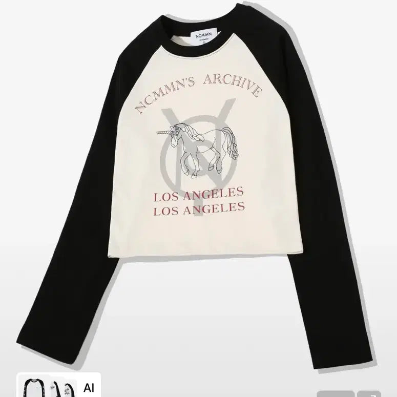 [BUNJANG] Nocturne Unicorn Cropped Long Sleeve / 노이커먼 유니콘 크롭 롱슬리브