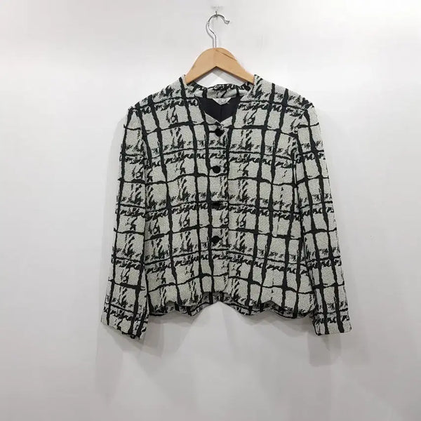 [BUNJANG] Vintage Check Pattern Long Sleeve Blouse / T193 JPN 빈티지 체크 패턴 복고풍 오피스룩 하객룩 긴팔 블라우스 여L