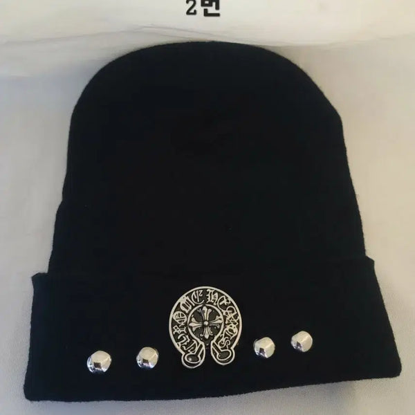 [BUNJANG] Black Beanie with Silver Accent / 비니