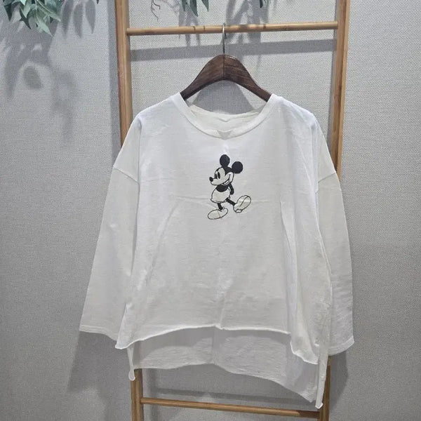 [BUNJANG] Mickey Oversized Asymmetrical T-Shirt / 미키 오버핏 빅사이즈 언발티
