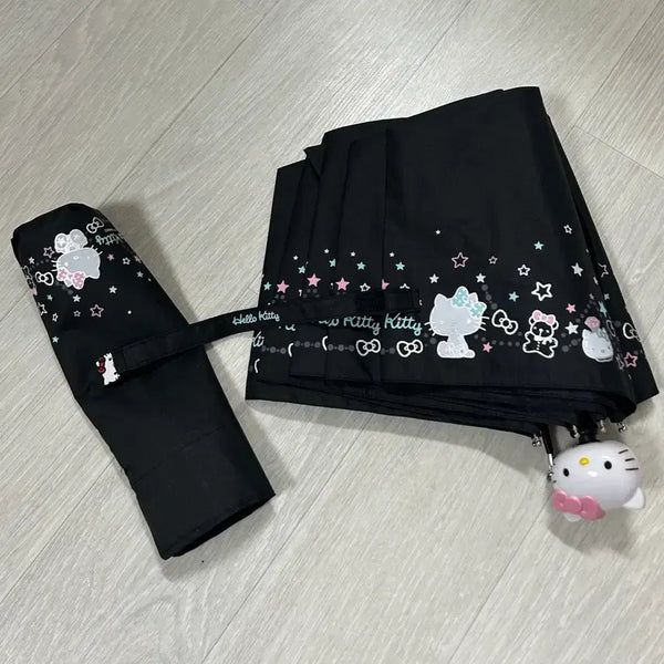 [BUNJANG] Hello Kitty 3-Section Manual Umbrella Black / 헬로키티 3단 수동 우산 블랙 가벼운3단우산