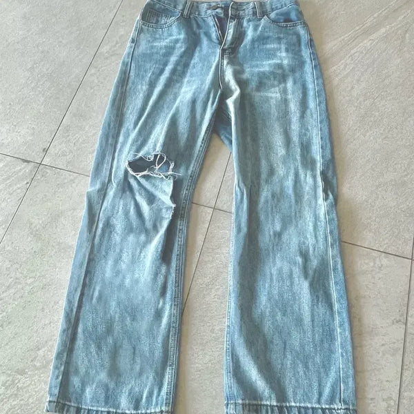 [BUNJANG] Distressed Wide-Leg Pants / 찢청 와이드 팬츠