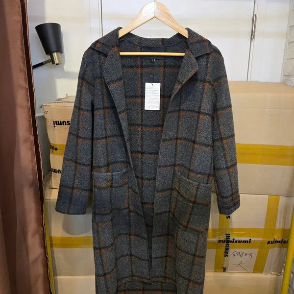 [BUNJANG] Miss Valley Check Long Coat (S) / 미스밸리 체크 롱 코트 S