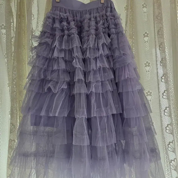 [BUNJANG] Lavender Tiered Tulle Skirt / 라벤더 캉캉 튤 스커트