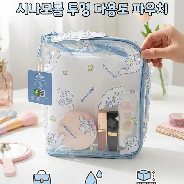 [BUNJANG] Sanrio Cinnamoroll Sky Blue Transparent Pouch / 산리오 시나모롤 스카이블루 투명 파우치 (새상품)
