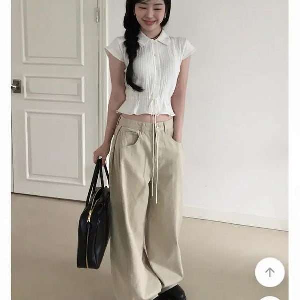 [BUNJANG] Ablie Side Pintuck Wide Cotton Pants / 에이블리 사이드핀턱 와이드코튼팬츠s
