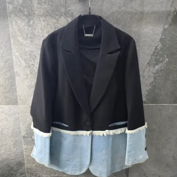 [BUNJANG] Denim Combination Jacket / 데님 배색 자켓