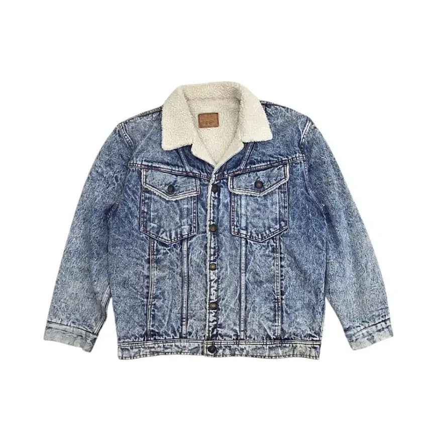 [BUNJANG] Vintage Washed Denim Sherpa Trucker Jacket / Vintage 빈티지 돌청 셰르파 트러커 청자켓