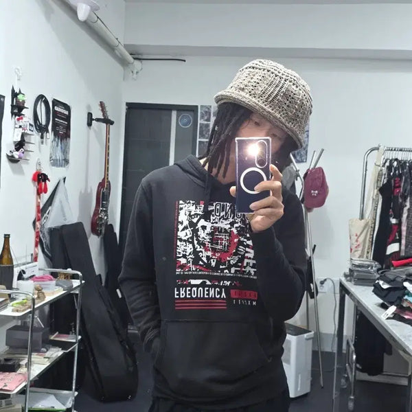 [BUNJANG] Graphic Fleece Hoodie / 그래픽 기모 후드