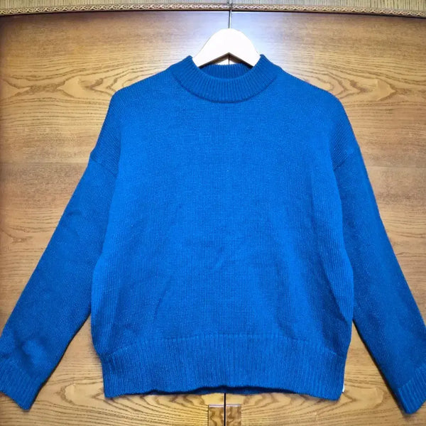[BUNJANG] Round Neck Knit Dark Blue / 라운드넥 니트 다크블루