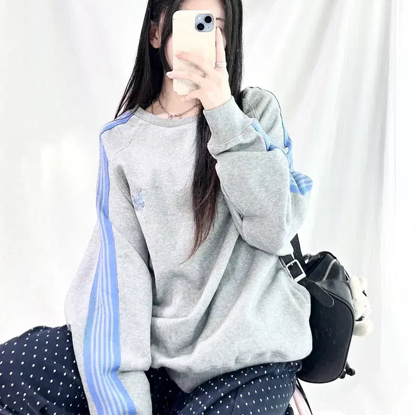 [BUNJANG] Needles Blue Line Sweatshirt / 니들스 블루라인 그레이 맨투맨