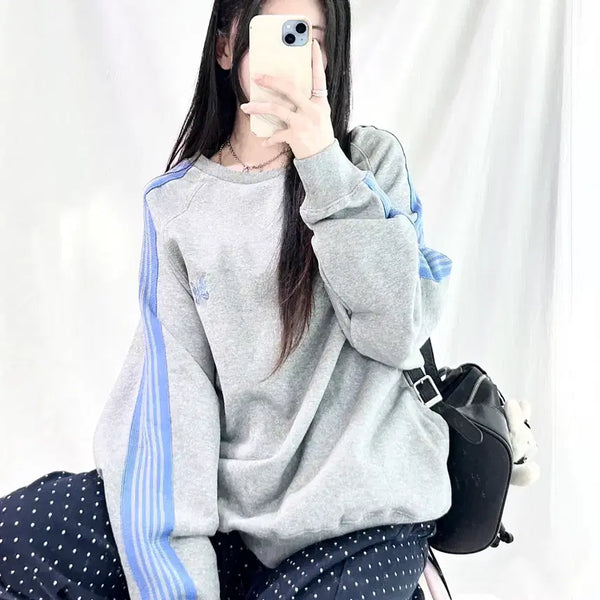 [BUNJANG] Needles Blue Line Sweatshirt / 니들스 블루라인 그레이 맨투맨