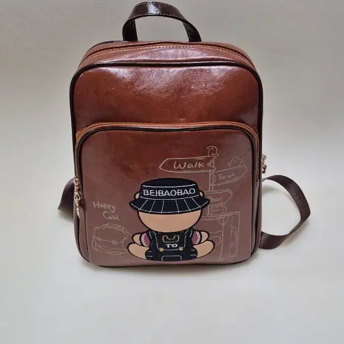 [BUNJANG] Brown Character Backpack / 브라운 캐릭터 배낭
