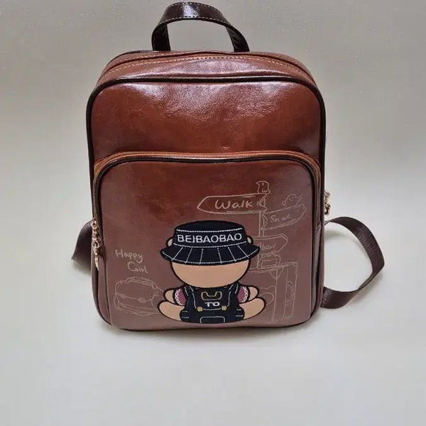 [BUNJANG] Brown Character Backpack / 브라운 캐릭터 배낭