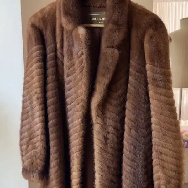 [BUNJANG] MOON CRESENT Herringbone Mink Coat / MOON CRESENT 헤링본 밍크 코트
