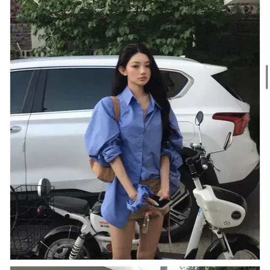 [BUNJANG] Flip Scrunch Soft Overshirt Set / 플립 스크런치 소프 오버 셔츠 세트