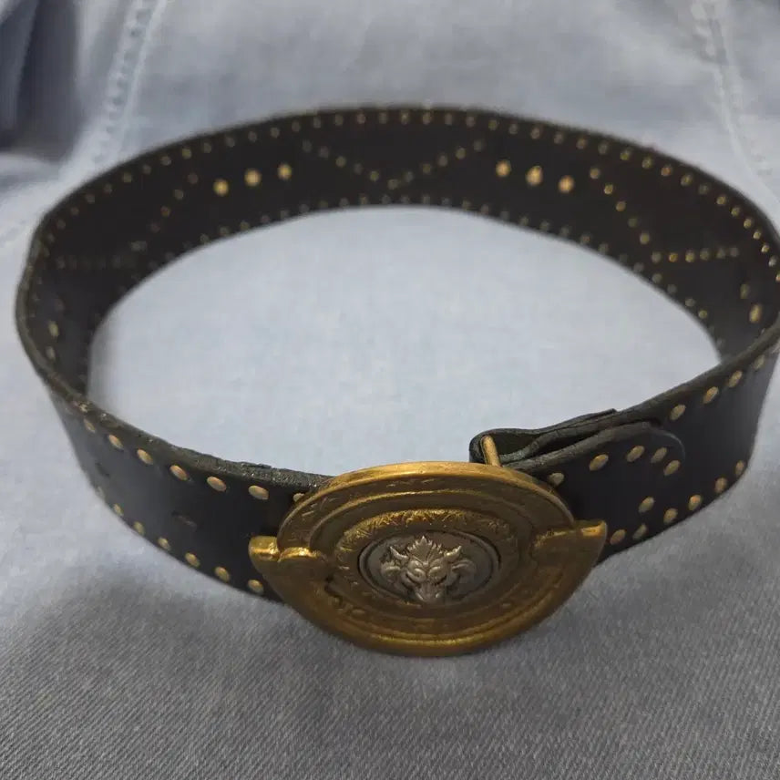 [BUNJANG] Versus Gold Buckle Leather Belt / 베르수스 금장버클 소가죽벨트