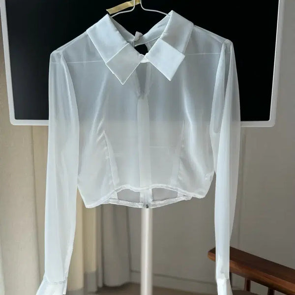 [BUNJANG] White See-Through Blouse / 블라우스
