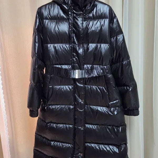 [BUNJANG] MICHAA Glossy Goose Long Padding Black / 미샤 구스 롱패딩 유광