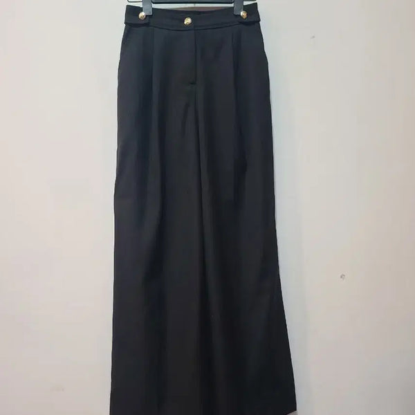 [BUNJANG] Black Wide Leg Slacks / 큐 와이드 슬랙스 S