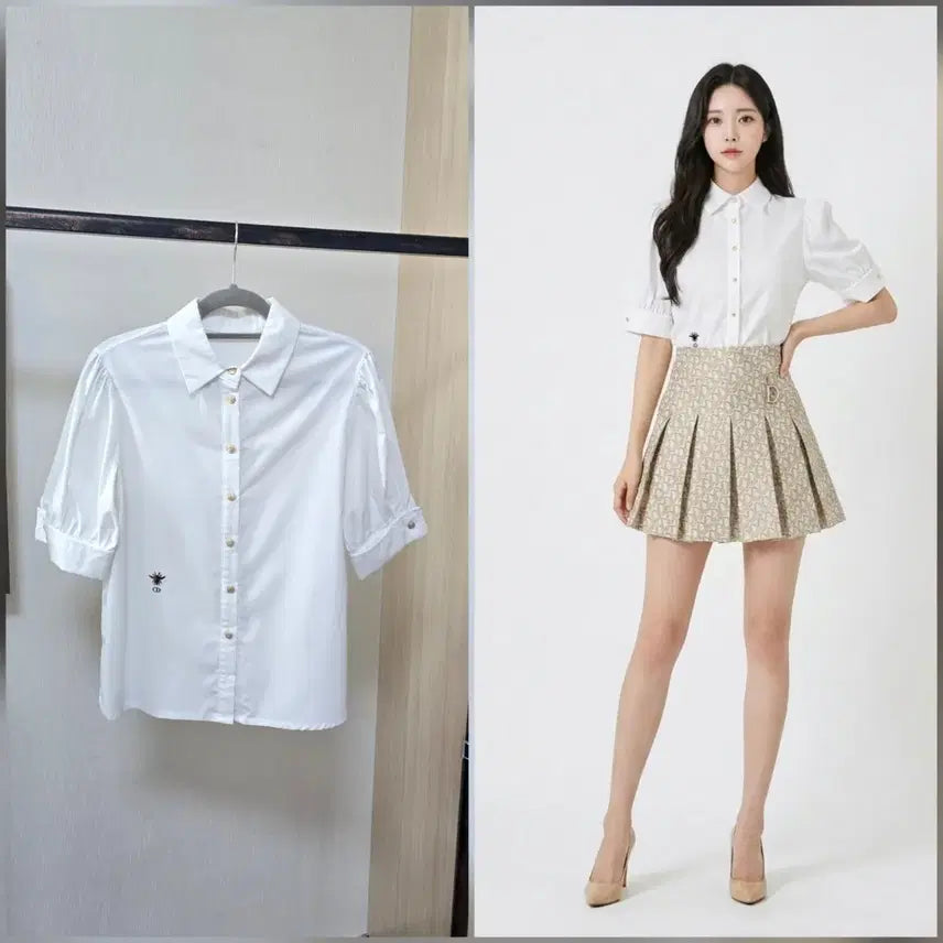[BUNJANG] Tiara Embroidered Cotton Blouse / [55~66]CD자수 면블라우스
