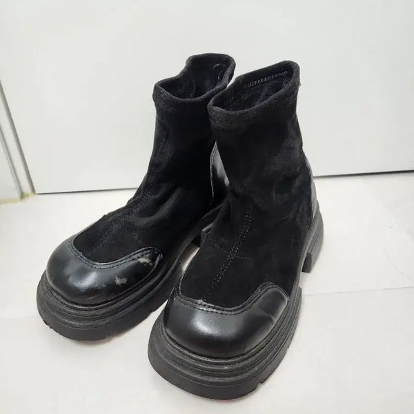 [BUNJANG] Black Fur Platform Boots / 검정 털 굽신발 워커 싸게 판매합니다!