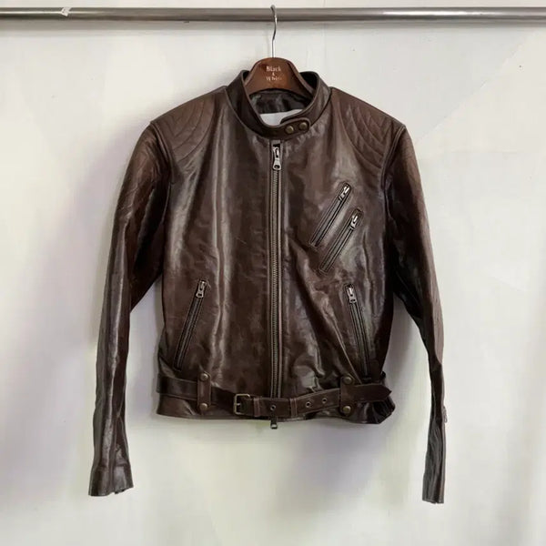 [BUNJANG] Andersson Bell Brown Leather Rider Jacket / 앤더슨벨 브라운 레더 라이더 자켓 95