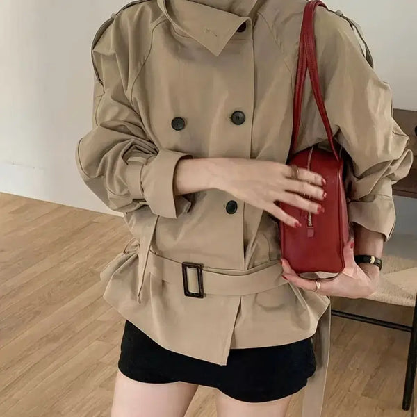 [BUNJANG] High-Neck Short Half Trench Jacket / 하이넥 숏 하프 트렌치 자켓