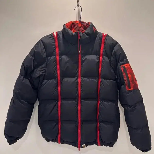 [BUNJANG] BAPE Wide Zip Down Puffer Jacket Black & Red / 한정판 베이프 패딩 Wide Zip Down Puffer Jacket Black&Red