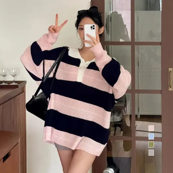[BUNJANG] Stripe Oversized Knit / 단가라 오버핏 니트