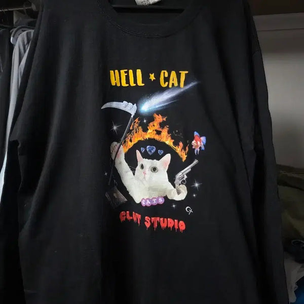 [BUNJANG] Clut Studio Cat Graphic T-shirt / 클럿스튜디오 고양이 그래픽티셔츠