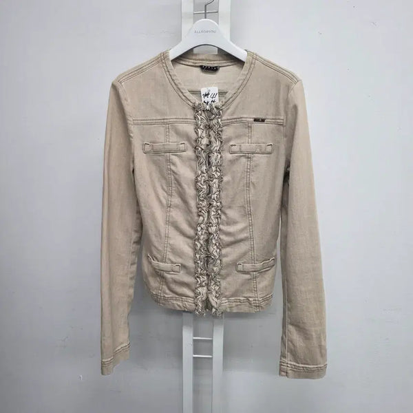 [BUNJANG] Sisley Beige Frill Women's Jacket / 시슬리 베이지색 프릴 여성 자켓