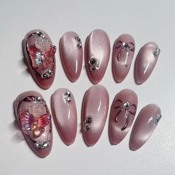 [BUNJANG] Ruby Butterfly Handmade Nail Tips / 루비 버터플라이 수제 네일팁s