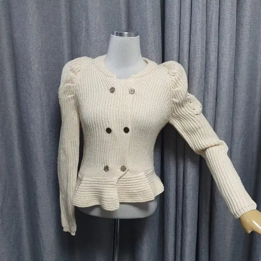[BUNJANG] Puff Peplum Cardigan / 퍼프 페플럼 가디건