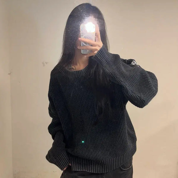[BUNJANG] Starter Charcoal Knit Sweater / 스타터 차콜 니트
