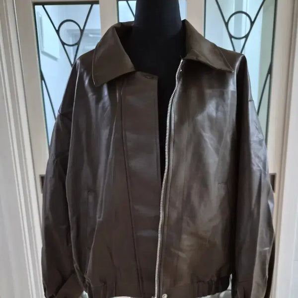 [BUNJANG] Brown Leather Jacket / 브라운 레더 자켓