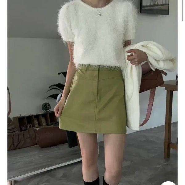 [BUNJANG] Pine Needle Puff Short Sleeve Knit / 솔잎 퍼프 반팔니트